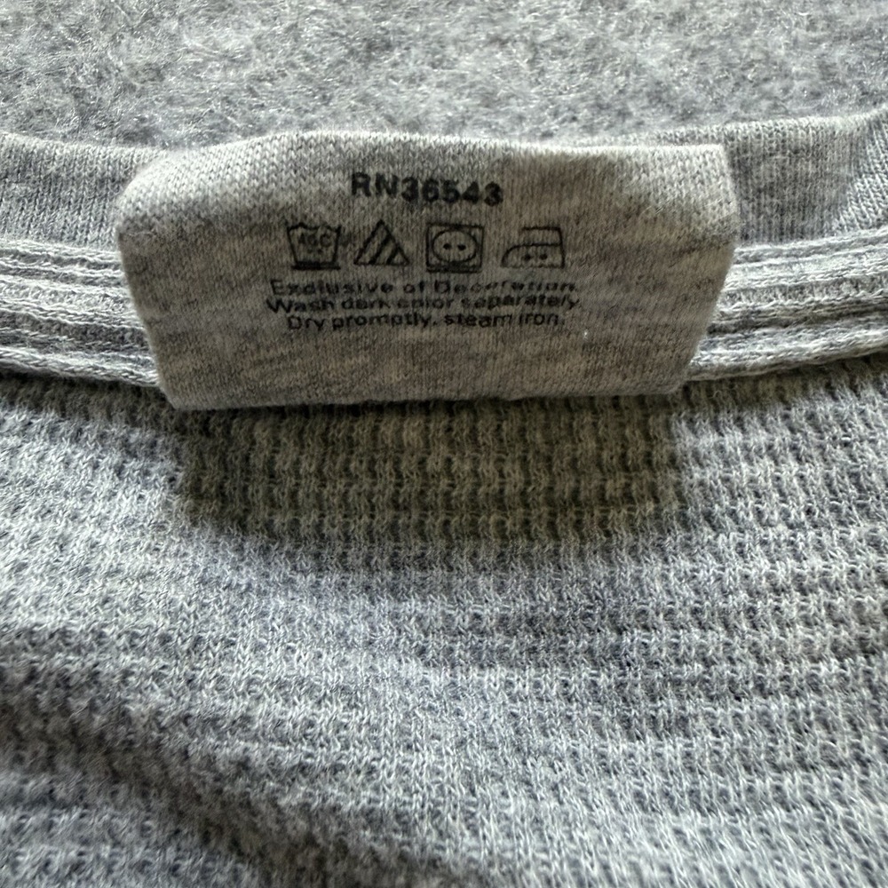 Michael Kors Men's Waffle Knit Long Sleeve Thermal Shirt Heather Gray Size M - Picture 4 of 7